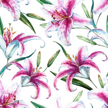 Raster tropikal suluboya lilly desen