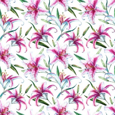 Raster tropikal suluboya lilly desen