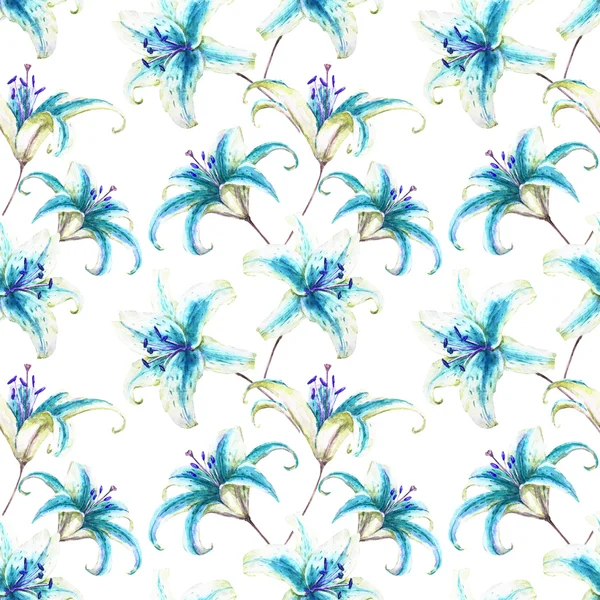 Raster modello tropicale acquerello lilly — Foto Stock