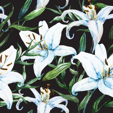 Vektör tropikal suluboya lilly desen