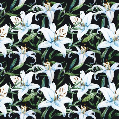 Vektör tropikal suluboya lilly desen