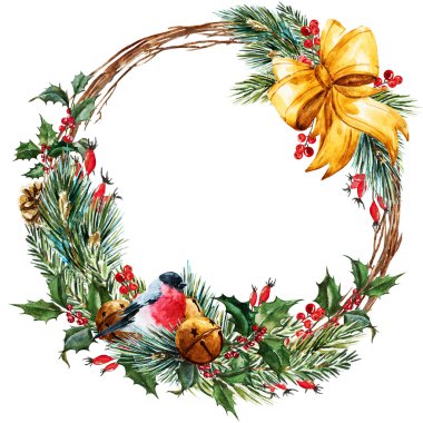 Raster suluboya Noel çelenk