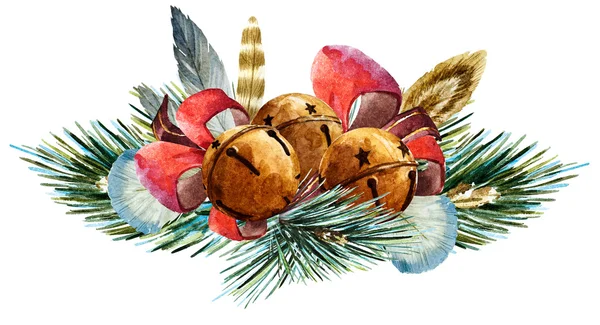 Raszteres akvarell Karácsonyi koszorú — Stock Fotó