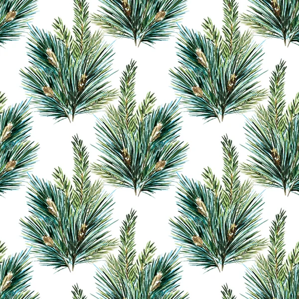 Raster watercolor christmas tree pattern — Stock Photo, Image