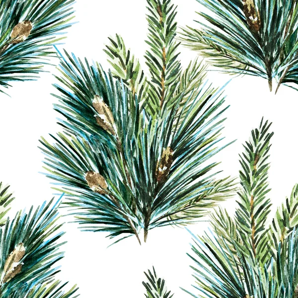 Raster acuarela patrón de árbol de Navidad — Foto de Stock