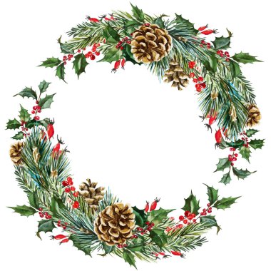 Vektör suluboya Noel çelenk