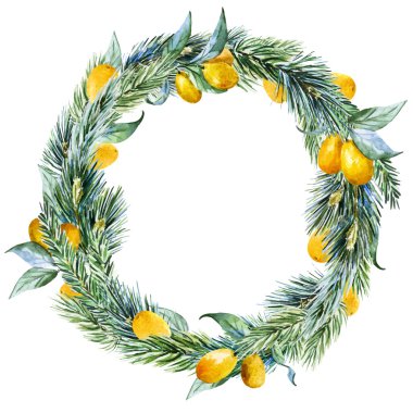 Vektör suluboya Noel çelenk