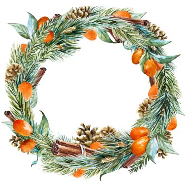 Vektör suluboya Noel çelenk