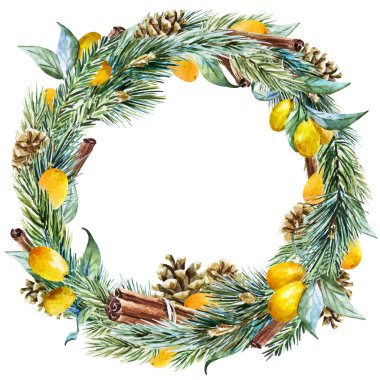 Vektör suluboya Noel çelenk