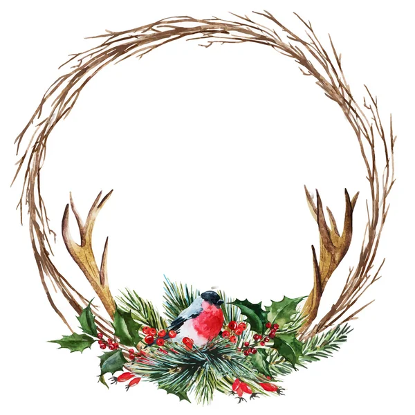 Couronne de Noël aquarelle vectorielle — Image vectorielle