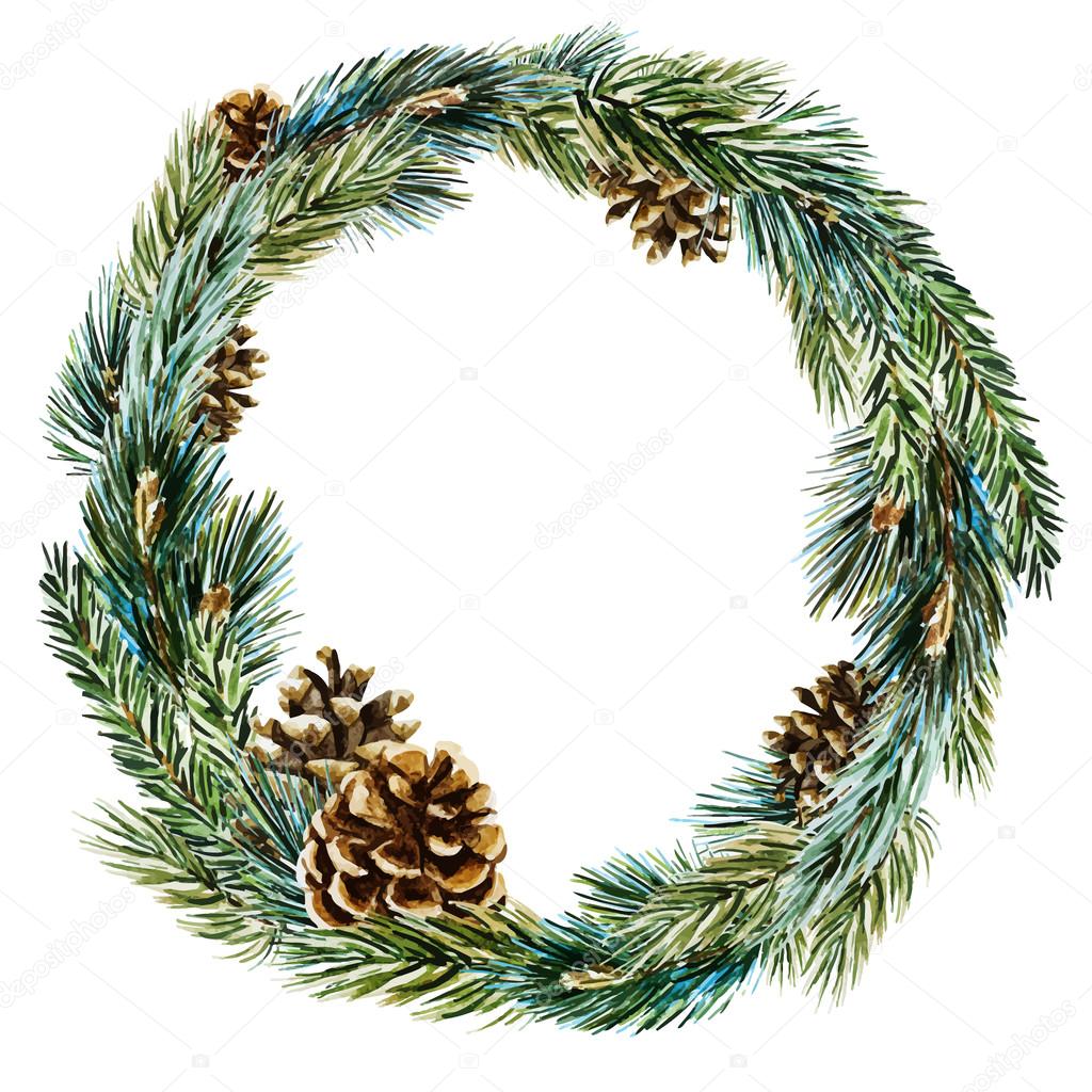 Download Vector watercolor christmas wreath — Stock Vector ...