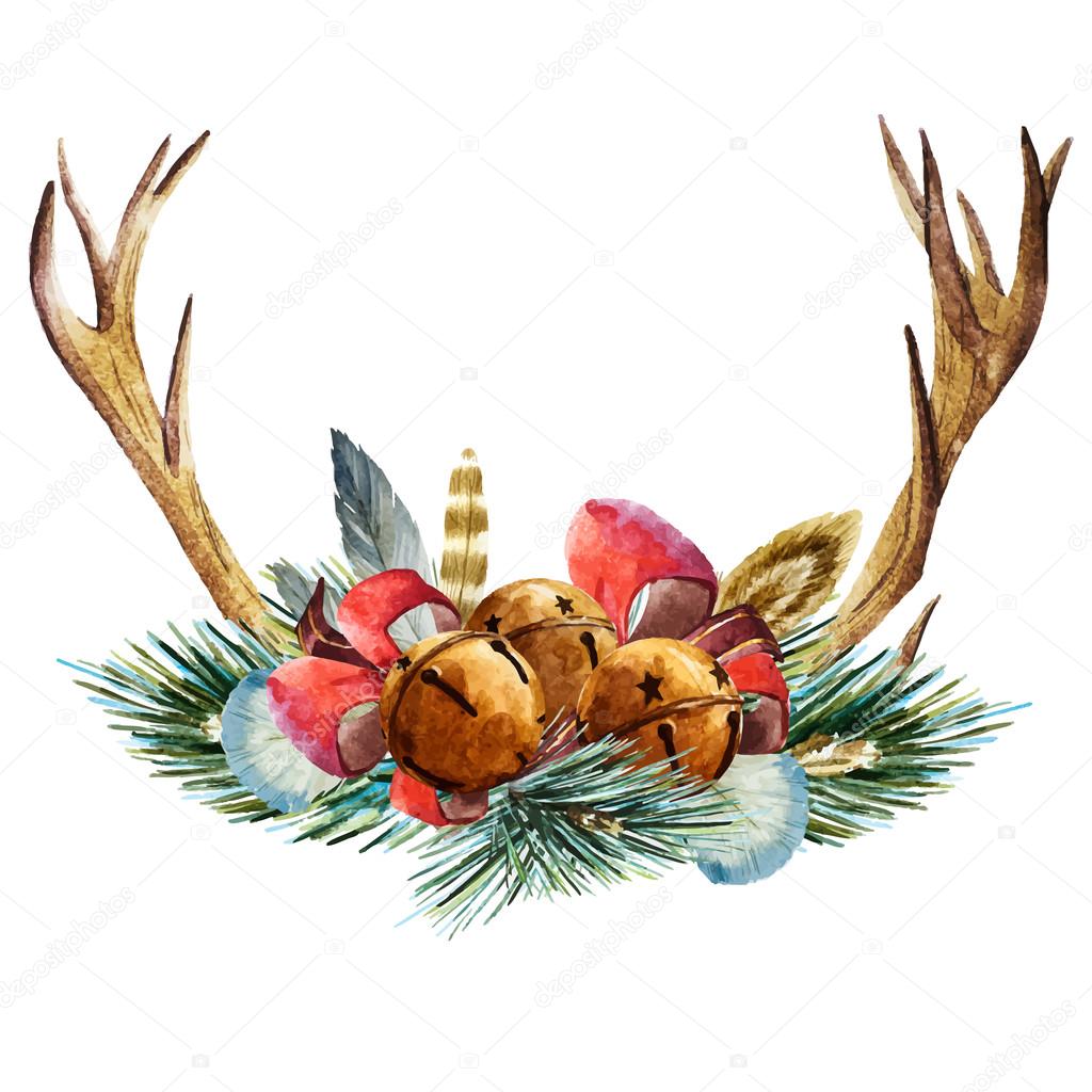 Download Vector watercolor christmas wreath — Stock Vector © ZeninaAsya #87332508
