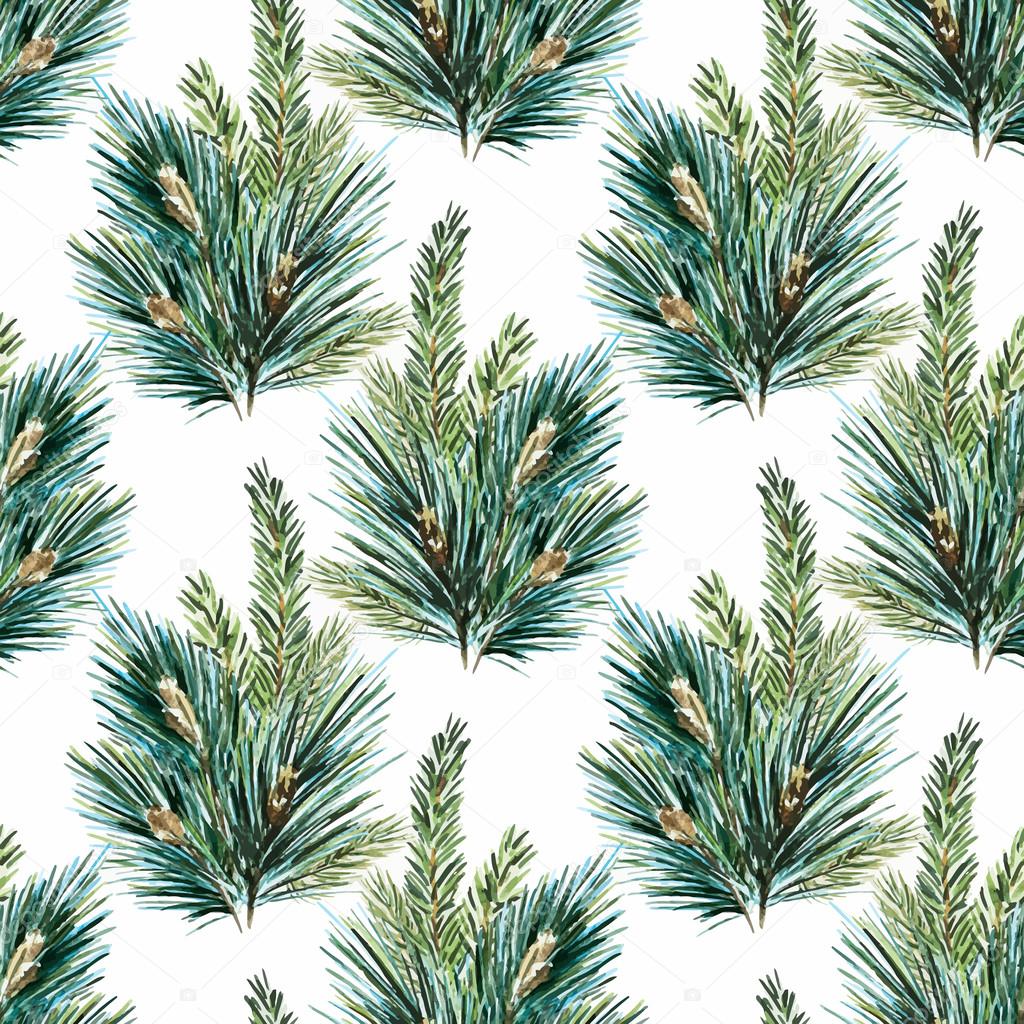 Vector watercolor christmas tree pattern
