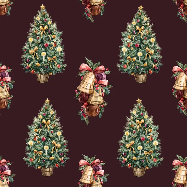 Watercolor Christmas tree pattern — Stock Photo, Image