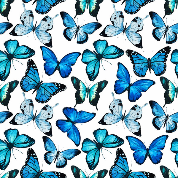 Watercolor butterfly pattern vector — Stock Vector