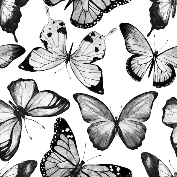 Watercolor butterfly pattern raster — Stock Photo, Image