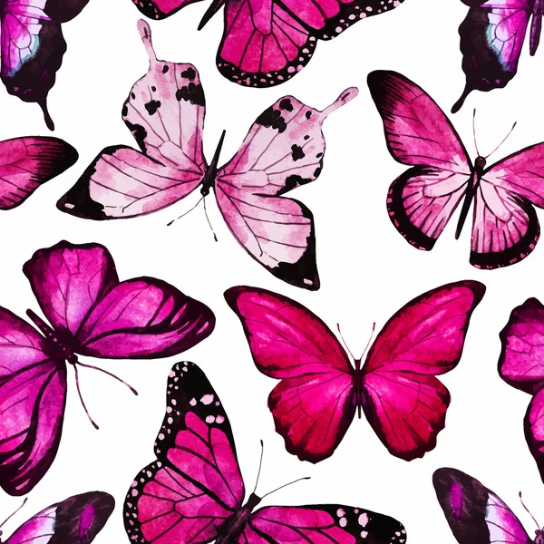 Watercolor butterfly pattern vector — Stock Vector