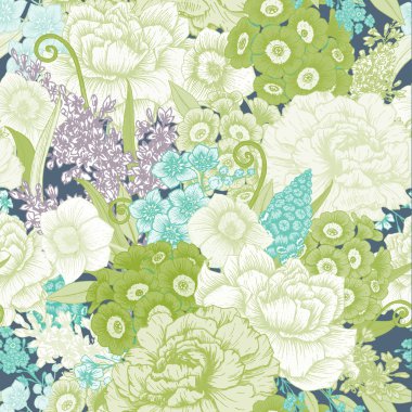 El çizimi çiçek deseni