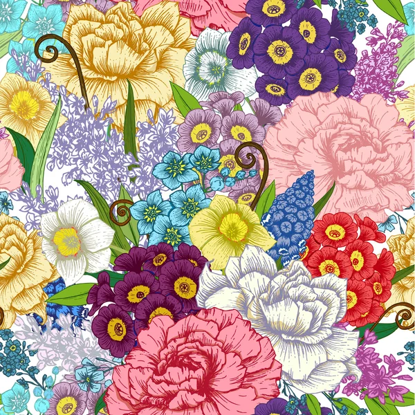 Patrón floral dibujado a mano — Vector de stock