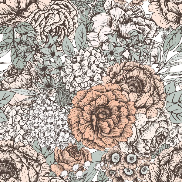 Handgezeichnetes Blumenmuster — Stockvektor