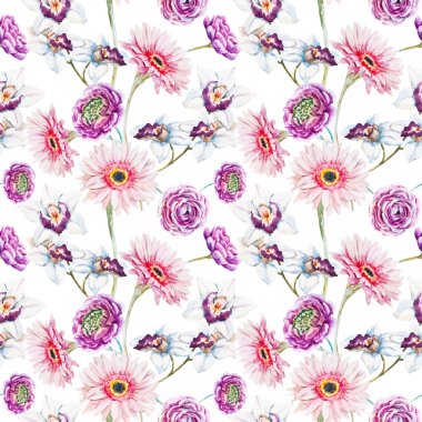 Suluboya çiçek deseni