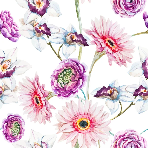 Padrão floral aquarela —  Vetores de Stock