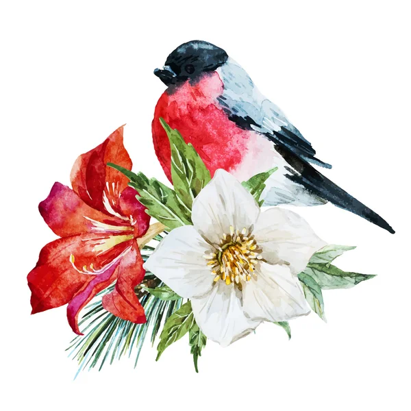 Flowers with bird — Stock Vector