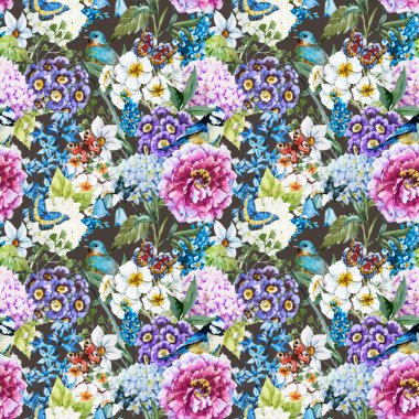 Suluboya çiçek deseni