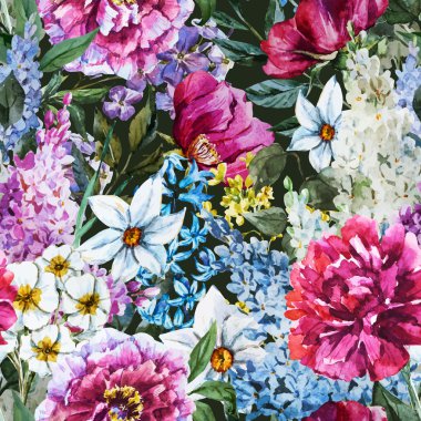 Suluboya çiçek deseni