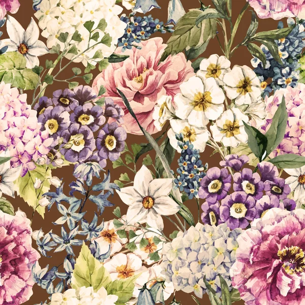 水彩の花柄 — ストックベクタ