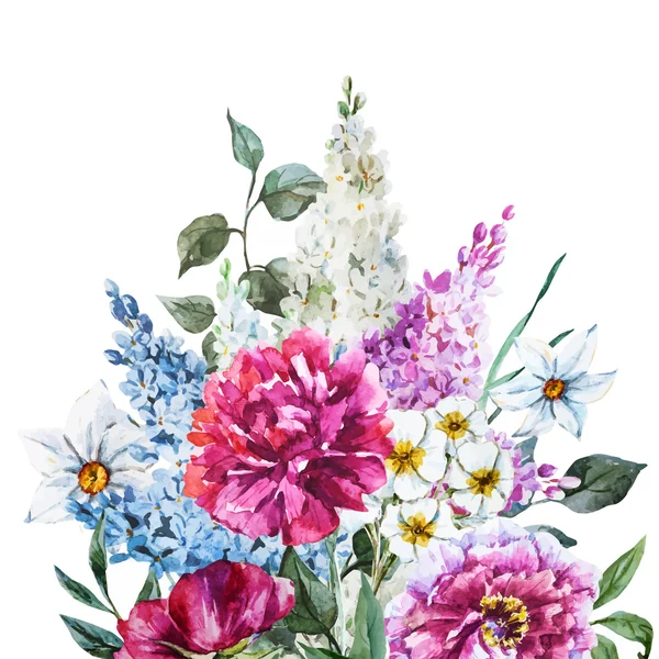 Acuarela dibujada a mano flores — Archivo Imágenes Vectoriales