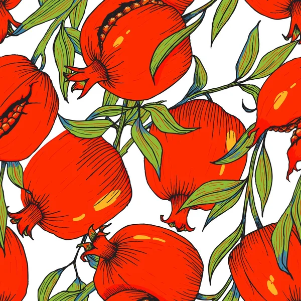 Pomegranate fruit pattern — Stock Vector