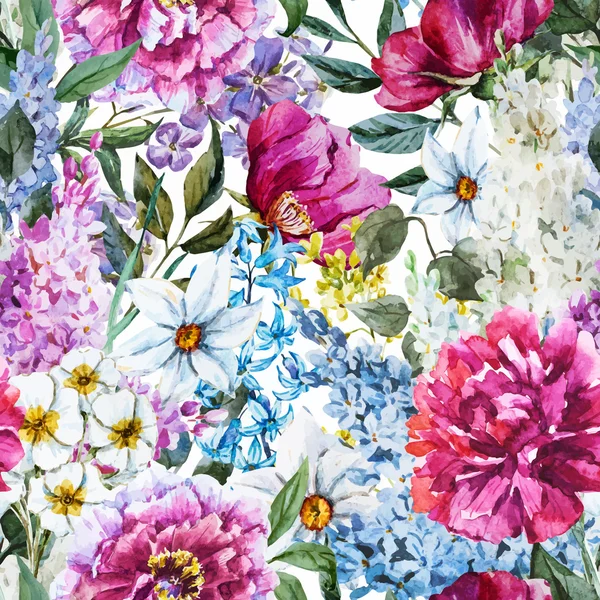 Padrão floral aquarela —  Vetores de Stock