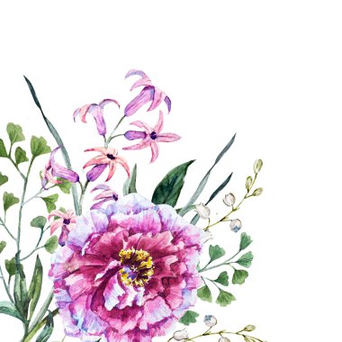 Suluboya çiçek el çekilmiş