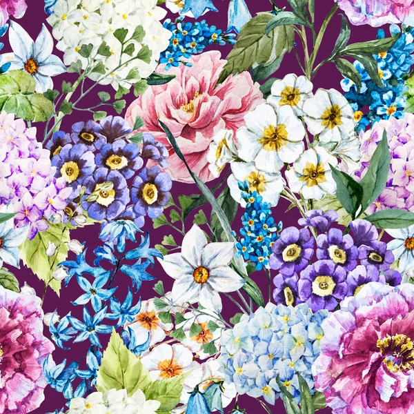 Akvarell blommönster — Stockfoto