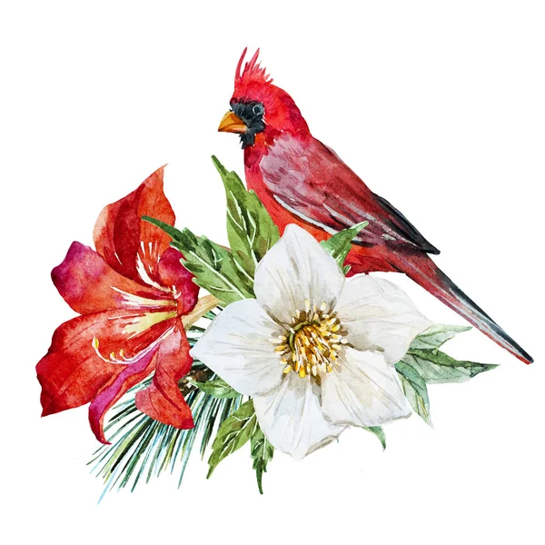 Flowers with bird — Stock Photo, Image