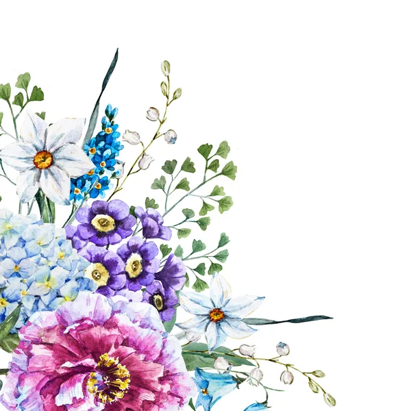 Kézzel rajzolt virágok-akvarell — Stock Fotó