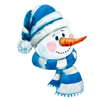 Suluboya raster el çekilmiş kardan adam