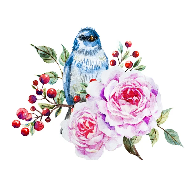 Nice raster watercolor birds — Stock Image Nice raster watercolor birds Stock Photo