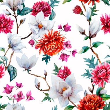 Suluboya vektör çiçek desenli