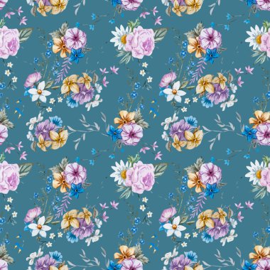 vektör suluboya çiçek desenli