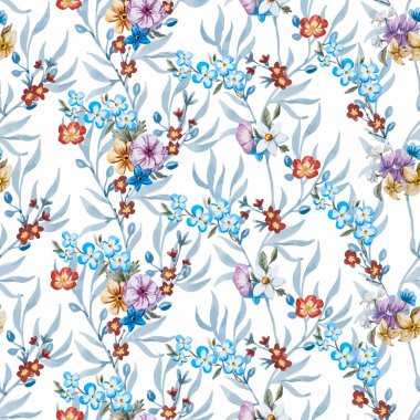 vektör suluboya çiçek desenli