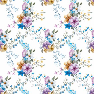 vektör suluboya çiçek desenli