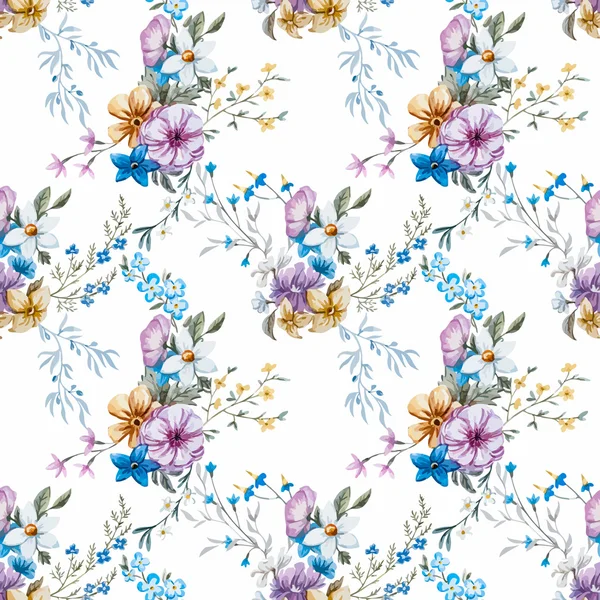 Vector acuarela patrón floral — Vector de stock