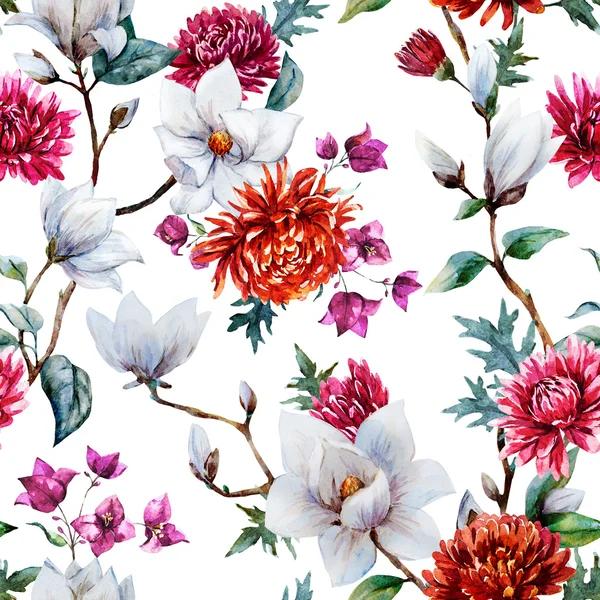 Padrão floral aquarela raster — Fotografia de Stock