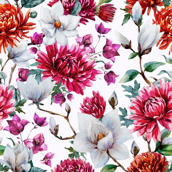 Akvarell raster blommönster — Stockfoto