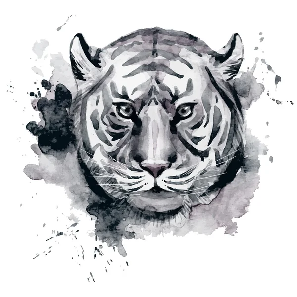 Watercolor raster tiger — Stock Vector