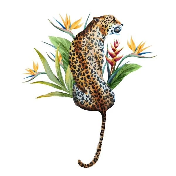 Acuarela vector leopardo — Archivo Imágenes Vectoriales