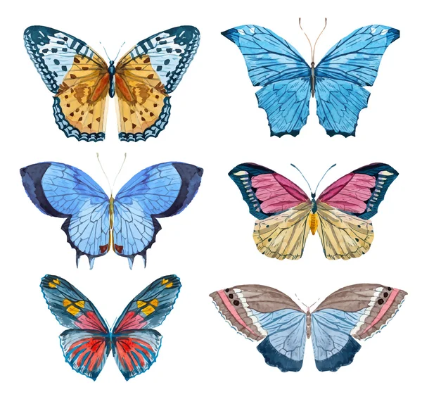 Watercolor vector butterflies — Stock Vector