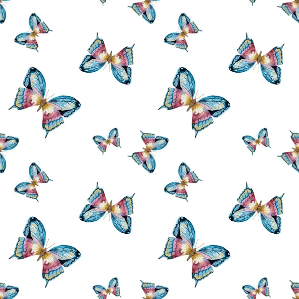 Watercolor raster butterfly pattern — Stock Photo, Image